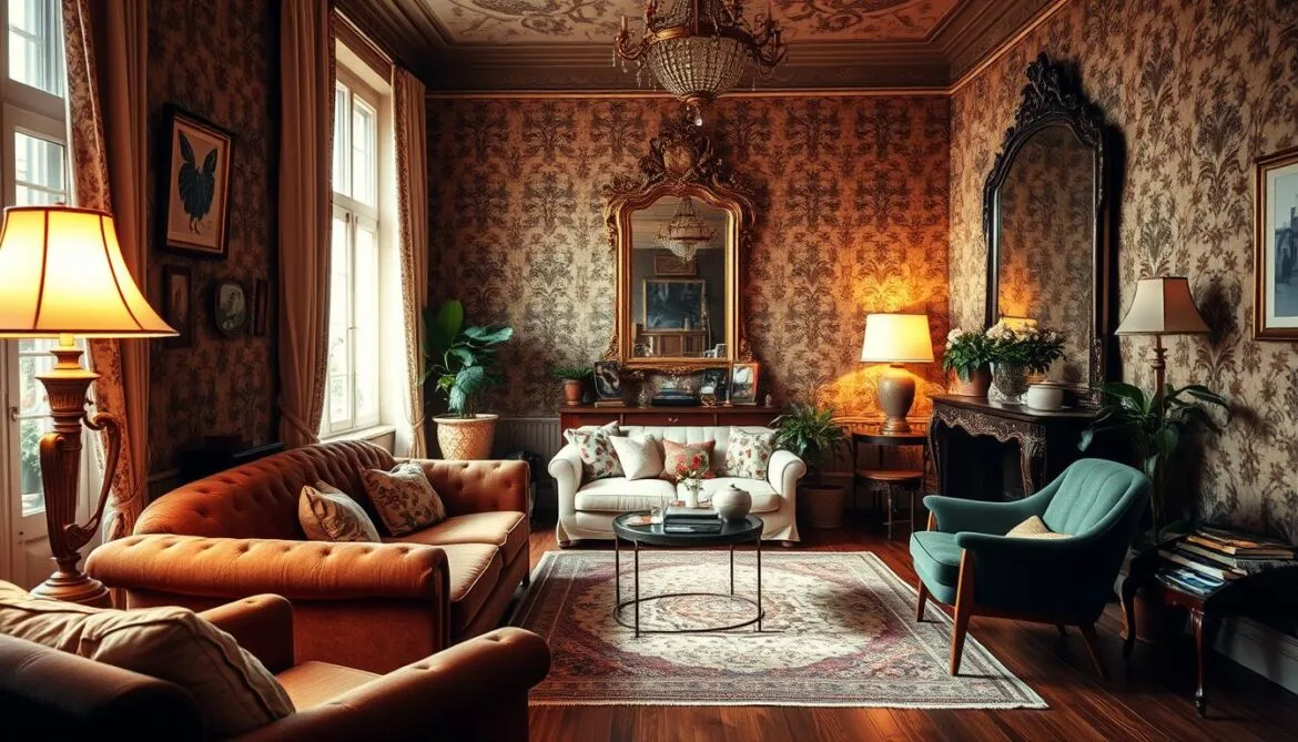 Detailaufnahme moderner und retro-inspirierter Einrichtungselemente