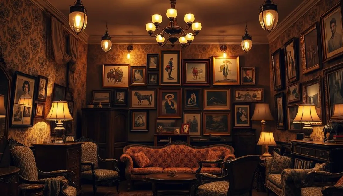 Retro‑Wandgestaltungsidee: Klassische Galerie‑Wand mit gerahmten Retro‑Fotografien für einen charmanten Nostalgie‑Look.