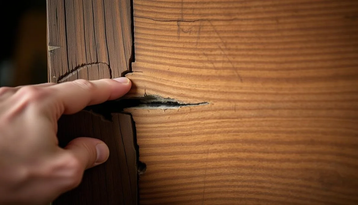 Inspektion von Holzverbindungen – Essentieller Schritt in der Holzrestaurierung Anleitung zur Vermeidung struktureller Fehler.