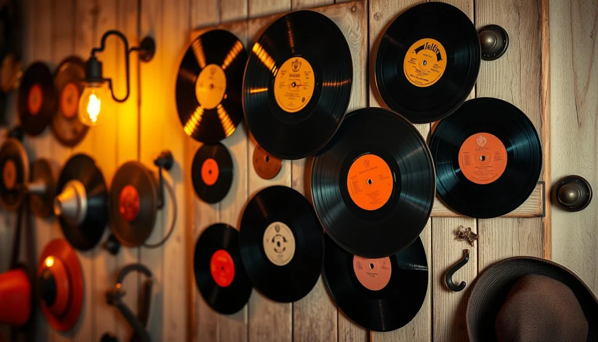 Retro-Wanddeko mit Schallplatten Retro-Wanddeko mit Schallplatten